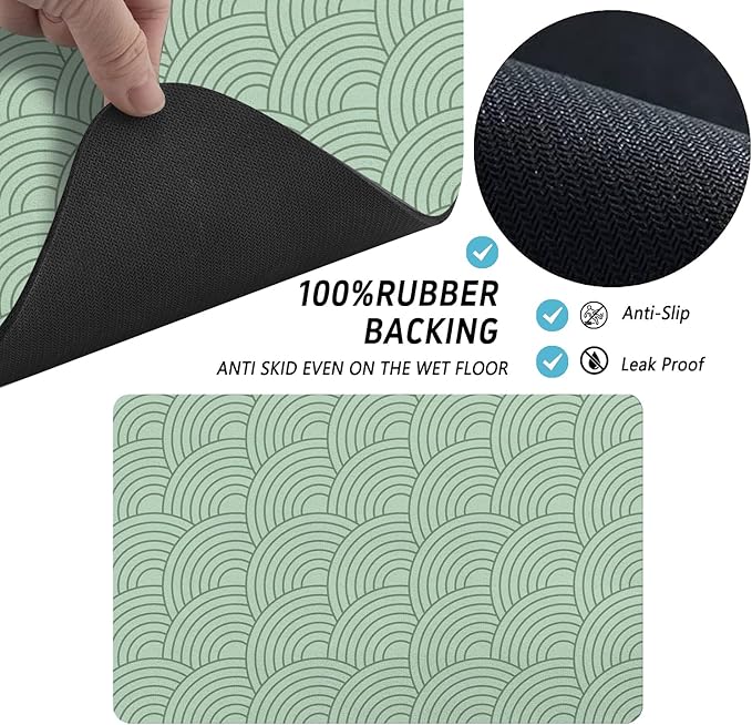 Dog Food Mat for Floors, Absorbent and Quick-Drying Pet Cat Food Mat,Anti-Fouling and Easy-to-Clean Pet Feeding Mat,Dog Bowl Mats for Messy Drinking Water Bowls.17 x32inch Boho Style