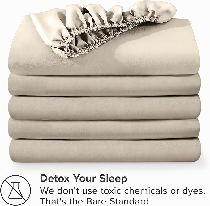 Bare Home 5-Pack Fitted Bottom Ultra-Soft Sheets Queen - Premium 1800 Ultra-Soft Wrinkle Resistant Microfiber - Deep Pocket (Queen, Sand)