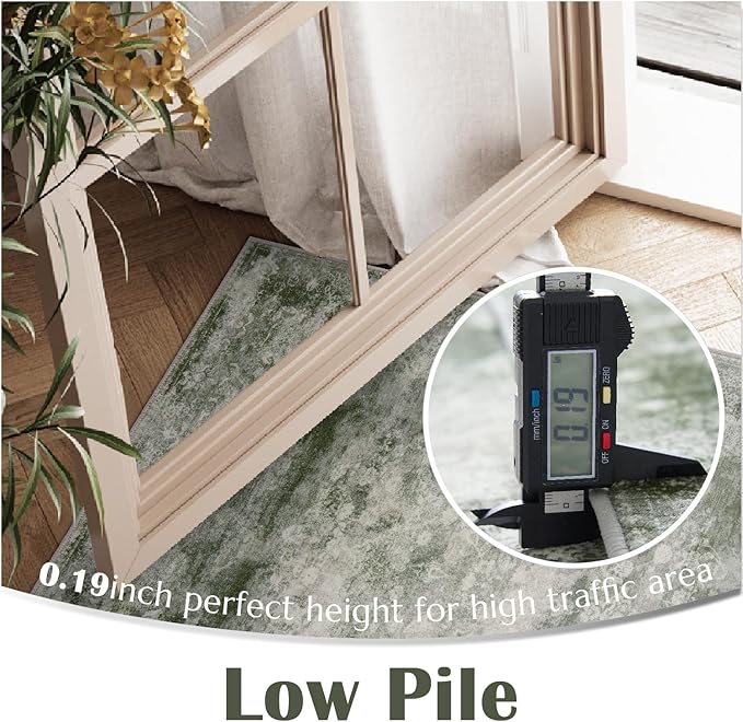 jinchan Green Floral 2x3 Rugs for Entryway - Vintage Washable Area Rug Ultra-Thin Low-Pile Soft Christmas Small Non-Slip Distressed Doormat for Entrance Kitchen Bedroom Bathroom (2x3ft, Forest Green)