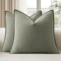 EMEMA Throw Pillow Covers Decorative Linen Pillow Covers 26x26 Inch Light Olive Green Boho Farmhouse Neutral Couch Throw Pillows for Bed Pack of 2 Accent Pillowcase Modern Sofa Cushion Livingroom Home