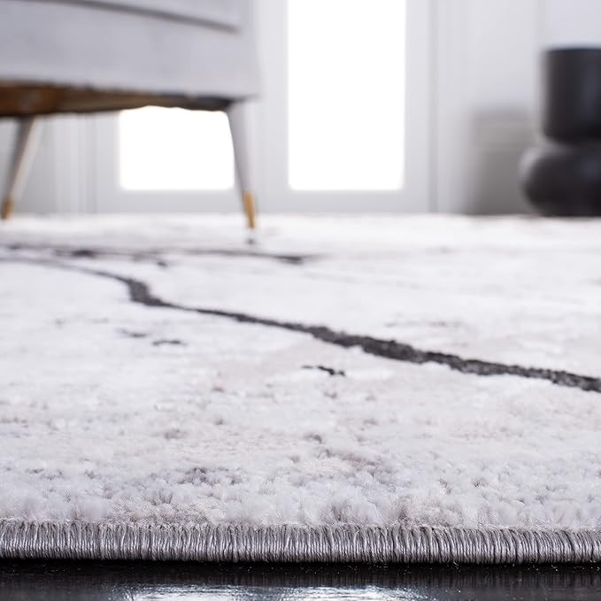 SAFAVIEH Amelia Collection Area Rug - 9' x 12', Grey & Black, Modern Abstract Design, Non-Shedding & Easy Care, Ideal for High Traffic Areas in Living Room, Bedroom (ALA293K)