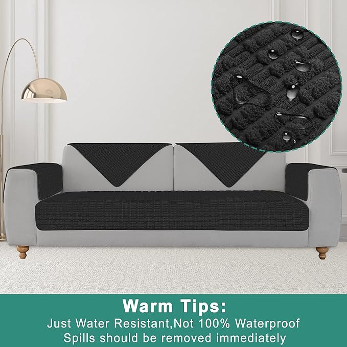 Foxdecor Couch Cover Sofa Covers Washable, Dog Bed Cover Couch Covers for 3 Cushion Couch Sofa Pet Friendly, Dog Couch Cover Furniture Covers for Pets.(Black 32x53 inch)