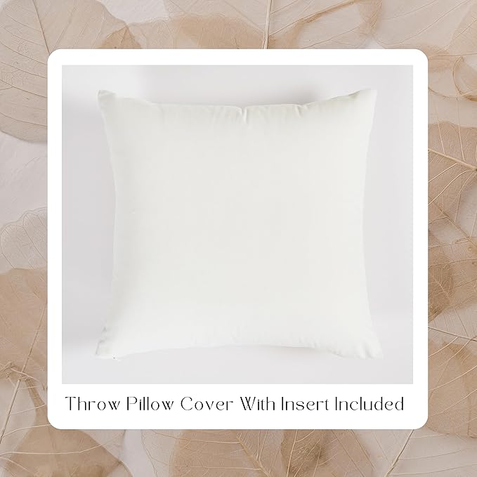 Solid Color Velvet Throw Pillow with Insert Included (White, 24"x24"), Decorative Pillow for Sofa, Couch, Bed, Chair Cushion