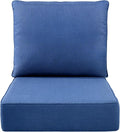 Luxury 6" Outdoor Cushions for Patio Furniture, 24x24x6 Thick Seat Cushion Set, Fade Resistant Couch Chair Replacement Cushions High Density Deep Wicker Chair Cushion with Removable Cover, Blue