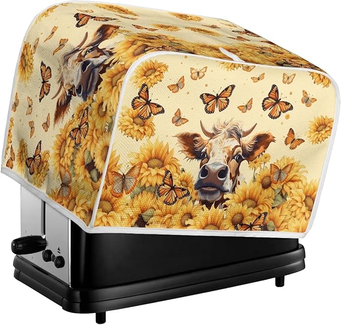 Sunflower Butterfly Butterfly Printed Toaster Cover for Anti-Dust and Fingerprint, Kitchen Small Appliance, Microwave Toaster Oven Cover Decorative Accessories for Kitchen
