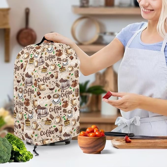 Coffee Beige Countertop Blender Cover with Drawstring Kitchen Appliance Cover Dust Protection Anti Fingerprint 9.4”Lx7.2”Wx15.9”H Fits Most Standard Kitchen Blender Appliance
