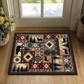Rustic Rug 2x3 Washable Area Rugs,Buffalo Plaid Bear Moose Deer Country,Cabin Wildlife Entrance Rug Small Throw Carpet Vintage Floor Carpets Non Slip Indoor Door Mat for Entryway,Front Door,Kitchen