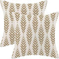 BETGINY Tan Khaki Boho Pillow Covers 18 x 18 Inch Pack of 2, Bohemian Ethnic Herringbone Pattern Decorative Throw Pillow Covers Linen Modern Geometry Farmhouse Outdoor Pillowcase for Sofa Couch Decor