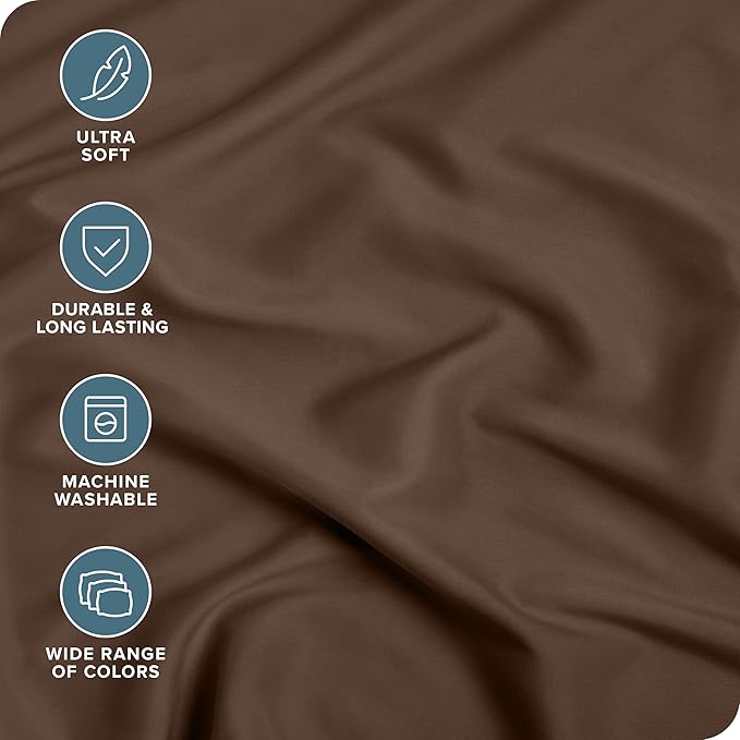 Fitted Bottom Sheet Twin Size - Premium 1800 Microfiber - Ultra-Soft Hotel Luxury - Deep Pocket - Durable and Long Lasting - Fitted Sheet (Twin, Cocoa)
