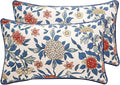 patdrea Designer Throw Pillow Covers Set of 2,Euro Elegant Linen with Colorful Blooming Floral Pattern Pillow Cover,Decorative Lumbar Pillowcases Cushion for Bed Living Room Outdoor Car,12"x20"
