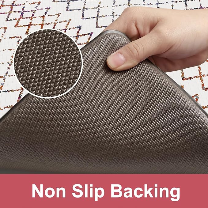KIMODE Kitchen Mats 2PCS,Cushioned Anti Fatigue Boho Kitchen Rugs and Mats,Non Slip Waterproof Kitchen Mats for Floor,Comfort Foam Standing Desk Mat for Home,Office,Sink,Laundry,Colorful