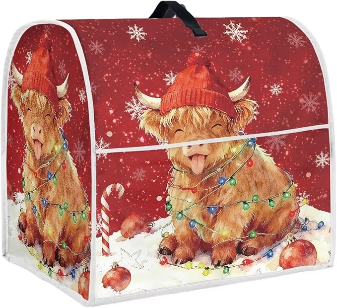Highland Cow Stand Mixer Cover Dust Protective Christmas Stand Mixer Covers For Kitchen Aid 6-8 Quart Mixers Dustproof Cloth Cover for Small Appliance Protector Gift for Friends