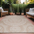 Medallion Outdoor Rug 10x14 Washable Outside Carpet for Indoor Patio Porch Waterproof Easy Cleaning Non Shedding Area Rugs Beige 10 x 14
