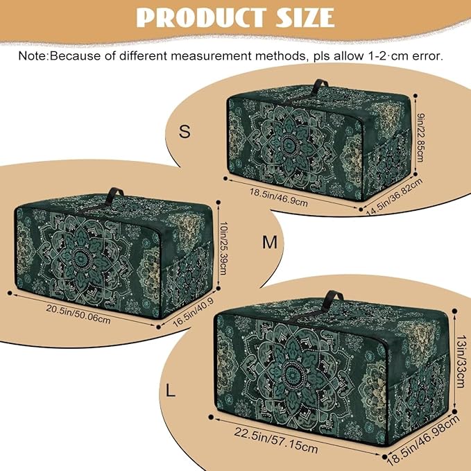 Green Boho Mandala Floral Print Microwave Oven Cover Dust-Proof Microwave Oven Grill Cover Protector Universal Waterproof Kitchen Appliance Protector Dirt and Fingerprint Protection, L