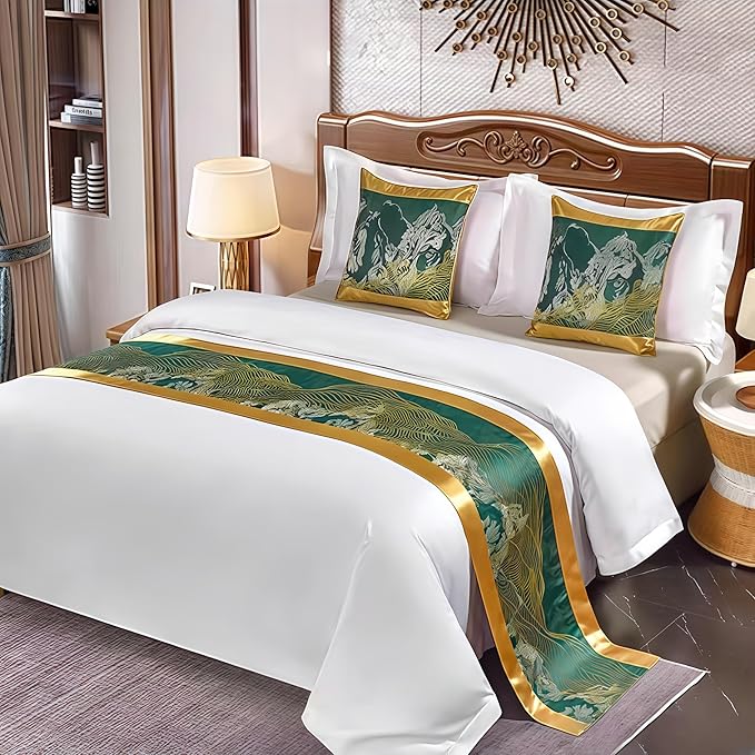 Bed Runner for Guest Room，Luxury Bed Runner，Wedding Bed Runner，Embroidered Bed Runner，Breathable Washable，Hotel Decor，Bed Decorations ，for Home Hotel Decorations(L,50 * 240cm)