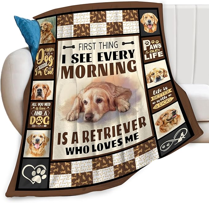 Golden Retriever Dog Print Blanket Best Dog Pet Animal Throw Blankets for Couch Sofa Stuff Decor Gifts Lightweight Soft Cozy Fleece Plush Warm Flannel Bedding for Lover Man Woman Teen Adults 40"x50"