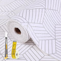 Shelf Liners for Kitchen Cabinets 12in x 20FT, Non Adhesive Cabinet Liner Strong Non-Slip Thickened Silver Geometric Easy to Clean for Shelf, Cabinet, Refrigerator with Knife and Tape Measure