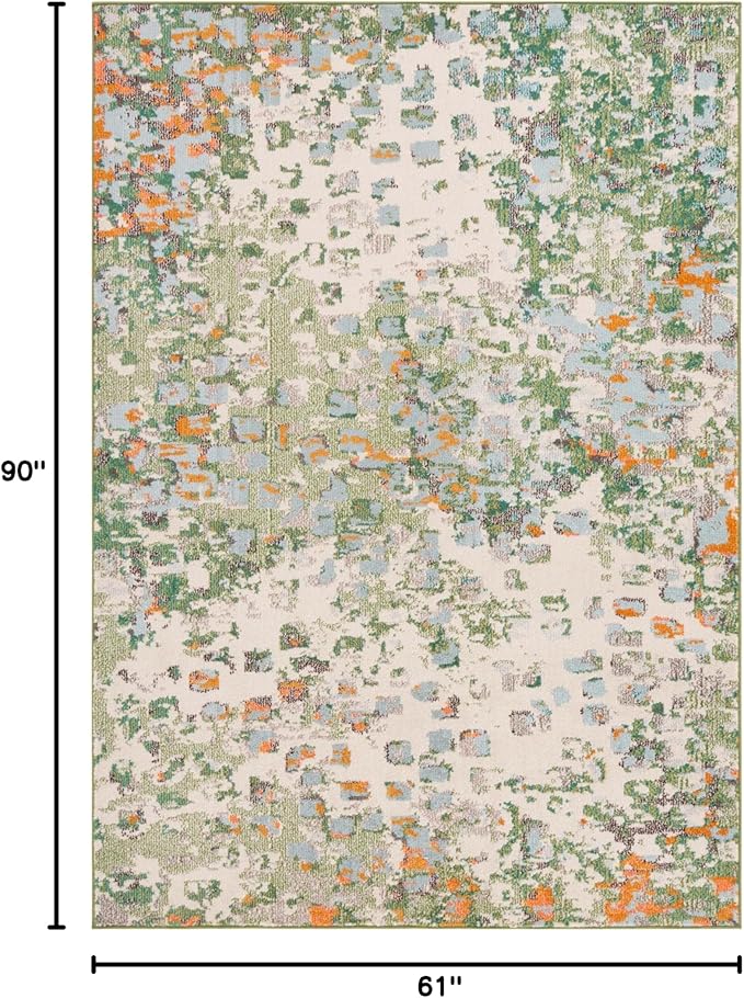 SAFAVIEH Monaco Collection Area Rug - 5'1" x 7'6", Sage & Rust, Abstract Watercolor Design, Non-Shedding & Easy Care, Ideal for High Traffic Areas in Living Room, Bedroom, Dining (MNC225W-5)