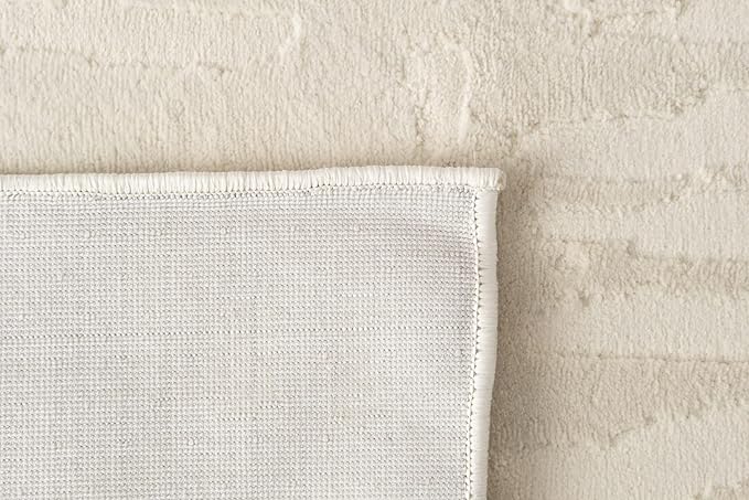 Revival Rugs Shell 5'3"x7'10" Washable Area Rug for Living Room Bedroom - 100% Recycled Oeko-TEX Certified, Medium Pile, Beige, Cream