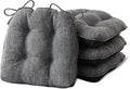 Chair Cushions for Dining Chairs Set of 4, Kitchen Chair Cushions, Chair Pads with Ties and Non Slip Backing, Tufted Memory Foam Seat Cushion 4 Pack, 18" x 18" x 4", Dark Gray