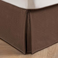 MIYE Pleated Waffle Weave Bed Skirt, Tailored Dust Ruffle 16 Inch Drop Easy Fit, Machine Washable (Brown, Full - 16" Drop)