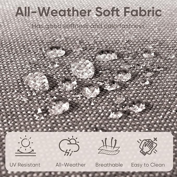 9-Piece Outdoor Patio Cushion Set - Fade & Water Resistant with Removable Olefin Cover, 22x24x4 Inch Memory Foam Cushions for Wicker Sectional Sofa – Grey/Buckle