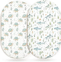 Bassinet Sheets for Baby Girls Boys 2 Pack, Fitted Baby Mattress Sheet for Rectangle, Oval, Hourglass Bassinet Mattress, Breathable Cozy & Universal Fit (Turtle & Shark)