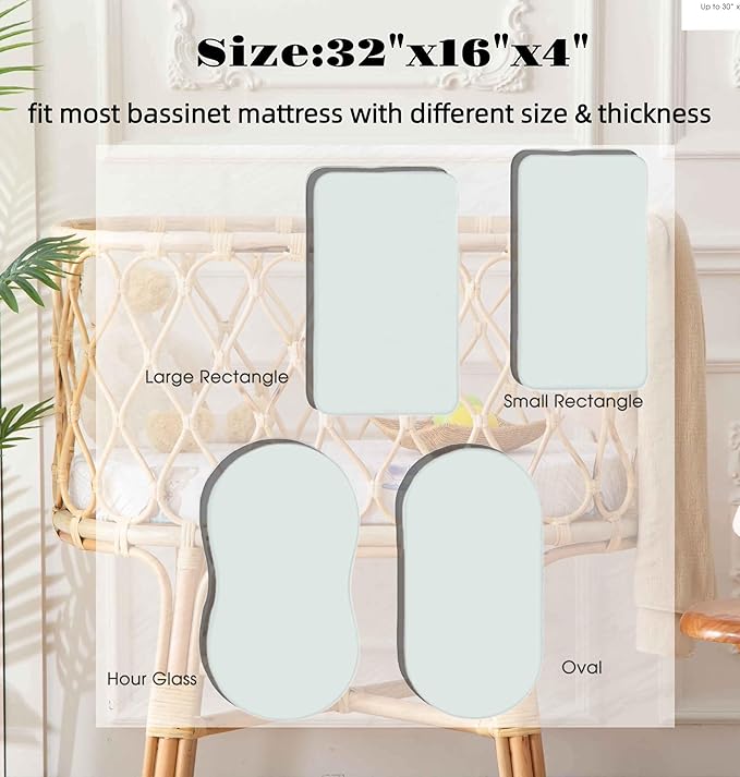 SDY Jersey Bassinet Sheets for Baby Boys and Girls,32 "x 16 "x 4", 2 Pack,Neutral Flower Standard Oval/Retangle Fitted Bassinet Sheets for Toddler,Super Soft Breathable