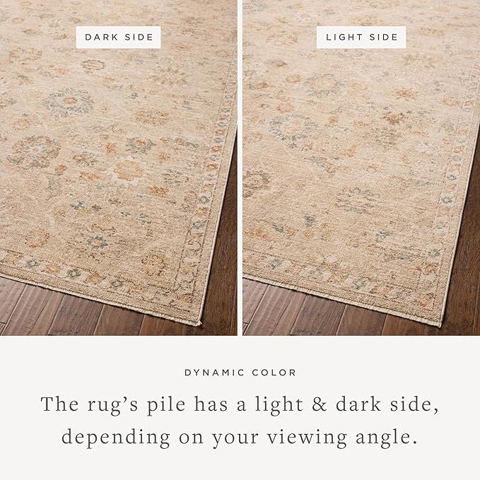 Loloi Chris Loves Julia Palma Collection PLM-11 Natural/Multi 9'-6" x 13'-1" Fringe Area Rug Vintage Style Boho Living Room Bedroom Carpet