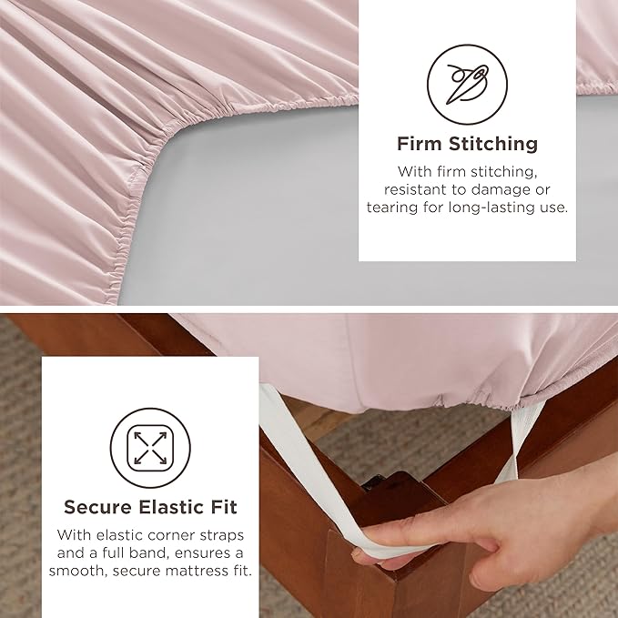 Bedsure Twin XL Sheets Dorm Bedding, GentleSoft Breathable Extra Long Twin Sheets & Pillowcases, Moisture Wicking Cooling, Deep Pocket Fits Mattress Up to 21 Inches Thick, Blush Pink