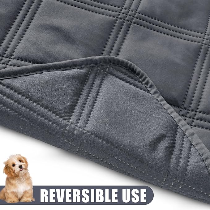 Smiry Waterproof Dog Bed Cover Blanket 40x80, Soft Reversible Pet Blanket, Washable Leakproof Cats Dogs Couch Cover for Sofa, Couch, Furniture, Lattice, Dark Grey/Dark Grey