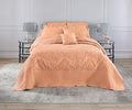 BrylaneHome Bedding Lightweight All Season Modern Amelia Quilted Damask Oversized Ultra Soft Bedspread - Twin, Peach Fuzz