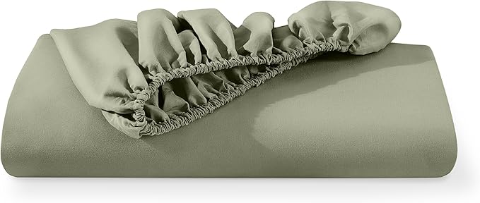 Bare Home Fitted Bottom Sheet Twin Extra Long Size - Premium 1800 Microfiber - Ultra-Soft Hotel Luxury - Deep Pocket - Durable and Long Lasting (Twin, Sage)
