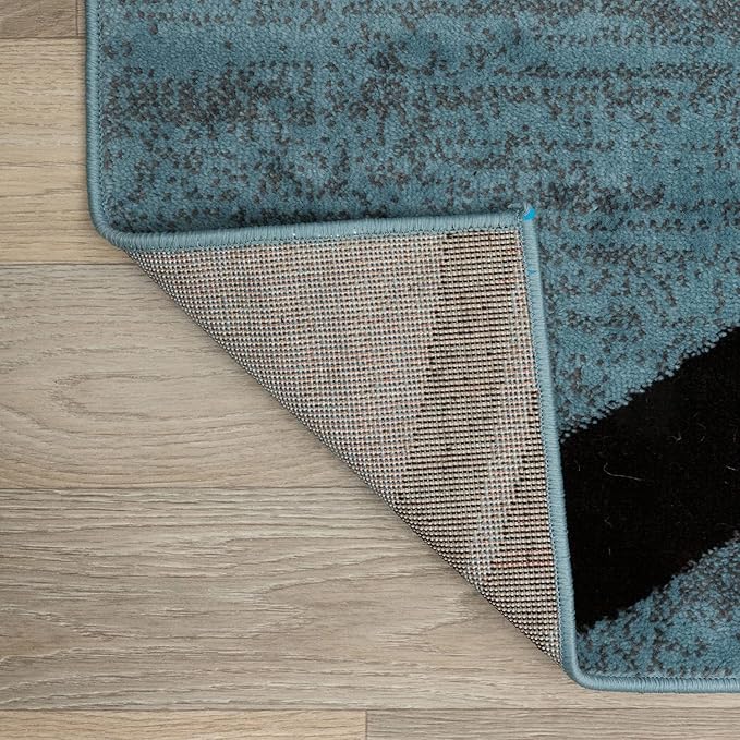Rugshop Modern Wavy Circles Design Area Rug, Fade-Resistant Carpet for Living Room, Dining Room, or Office, Grand Room,Open Spaces,Blue, 12' x 15'
