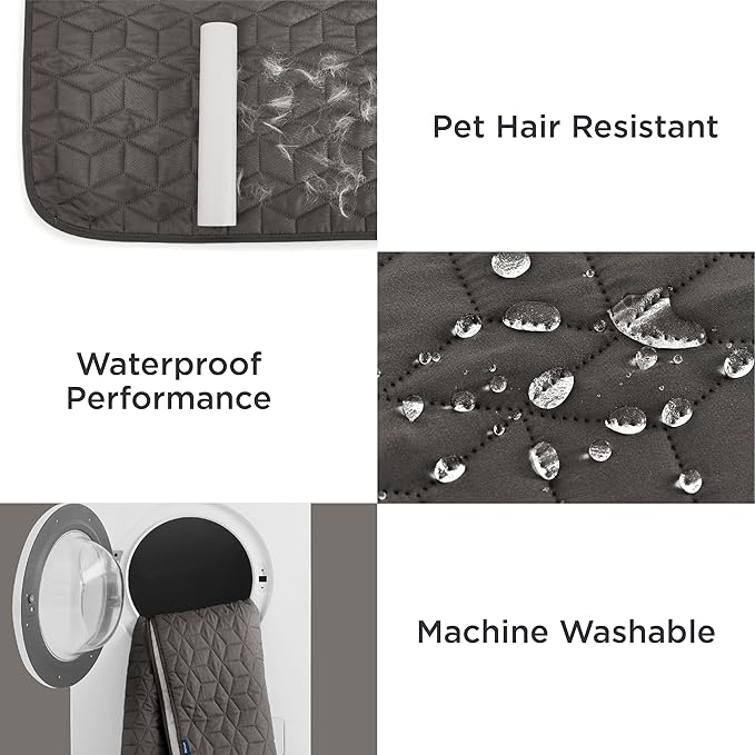 Bedsure 100% Waterproof Couch Cover for Dogs Washable - Non Slip Waterproof Dog Blanket for Couch Sofa, Lightweight Furniture Protector Durable for Pet Puppy with Non-Slip Bottom, Dark Grey, 40x50IN
