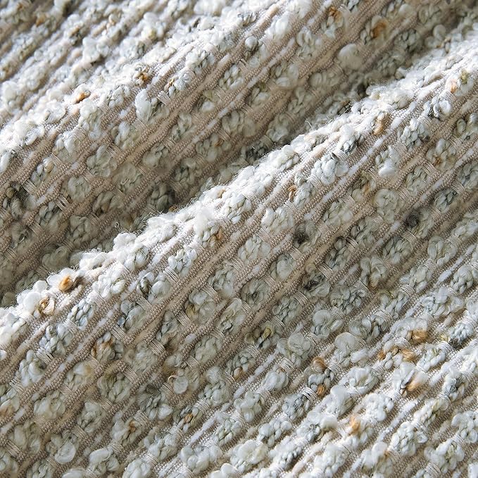 Decorative Couch Throw Pillow Covers 12x20 Set of 2 Cream Gray Striped Soft Wool Pillow Covers Neutral Textured Boho Cushion Covers for Modern Farmhouse Sofa Bedroom Living Room Decor SY012-B12