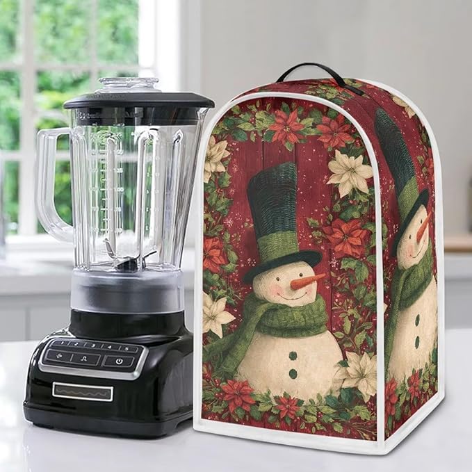 Snowman Blender Cover for Kitchen Resistance Food Processor Dust Cover with Handle Easy Clean Coffee Machine Dust Protector Covers for Kitchen Countertop Christmas Decoration