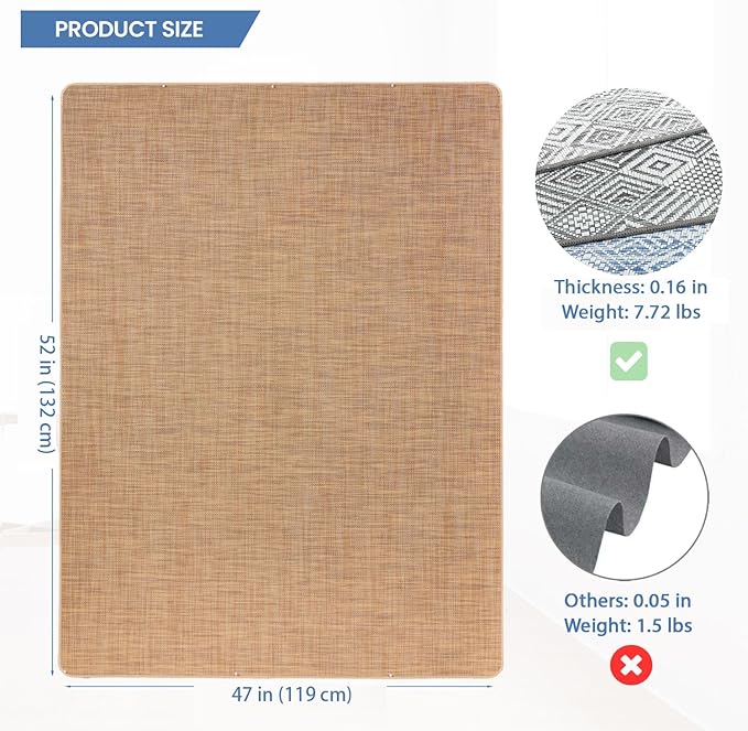 Office Chair Mat for Hardwood Floor, 52" x 47" Desk Computer Chair Mat for Hard Wood and Tile Floor, Large Anti-Slip Hard Floor Protector, PVC Mat Desk Rug for Office Home