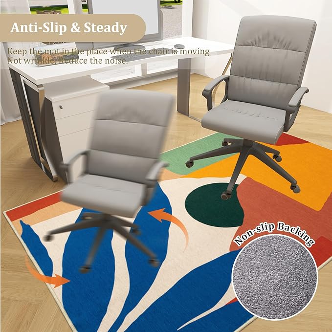 Office Chair Mat for Hardwood Floor, 72"x48" Easy Glide Computer Desk Mat Protector for Rolling Chair Under Desk Rug Nonslip Backing, Machine Wash, (Modern)