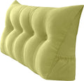 Triangular Reading Bed Rest Pillow Large Bolster Cushion Headboard Backrest Wedge Pillow with Removable Cover and Two Large Side Pockets (Lime, 47 x 8 x 20 inches)