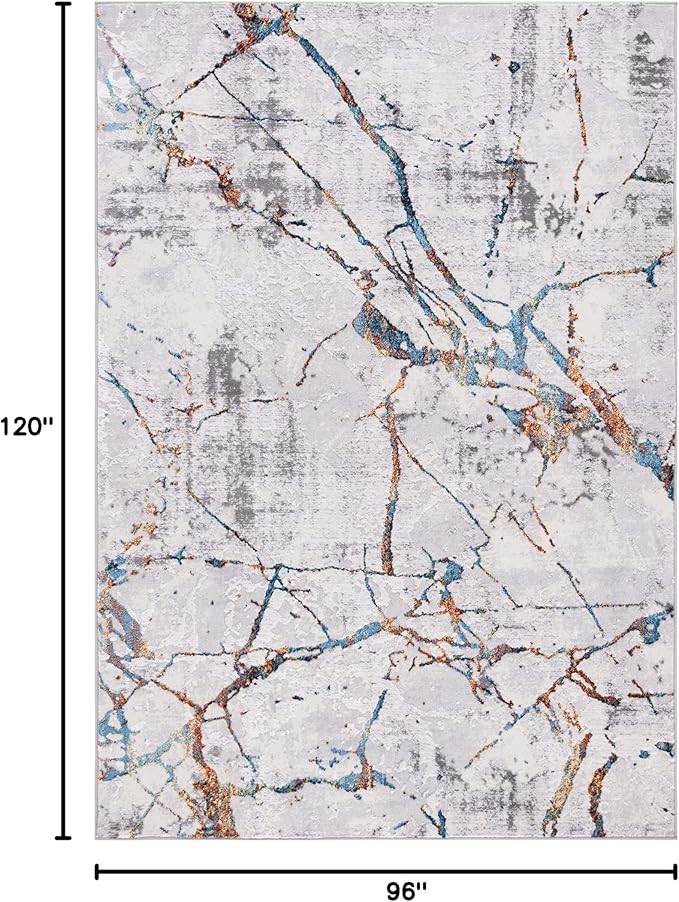 SAFAVIEH Area Rug 8x10 - Amelia Collection - Large - Grey & Blue Gold, Modern Design, Non-Shedding & Easy Cleaning, Ideal for Living Room, Bedroom, Office, Dining Space (ALA293M)