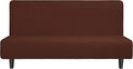 Easy-Going Stretch Futon Slipcover Armless Sofa Cover Furniture Protector Without Armrests Slipcover Soft with Elastic Bottom for Kids, Spandex Jacquard Fabric Small Checks(futon,Coffee)