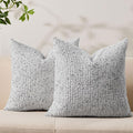 Decorative Couch Throw Pillow Covers 16x16 Set of 2 Blue Striped Soft Wool Pillow Covers Neutral Textured Boho Cushion Covers for Modern Farmhouse Sofa Bedroom Living Room Decor SY012-C16