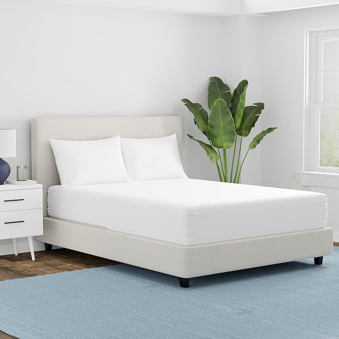 AllerEase Waterproof Mattress Protector Stain Protection King Size Allergen Barrier Hot Water Washable Machine Washable Durable Zippered Knit Cover Stretch Corners Fits Mattresses (White)
