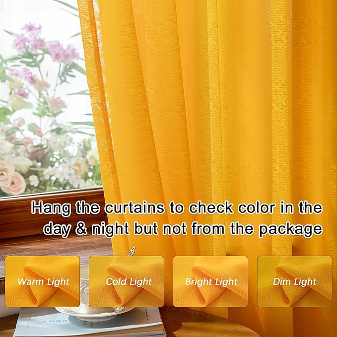 Gold Pinch Pleat Sheer Curtains 90 Inches Long Light Filtering Curtain Panels Tree Branch Soft Textured Lightweight Pleated Drapes with Adjustable Hooks for Bedroom, Gold, 42"W x 90"L, 2 Panels