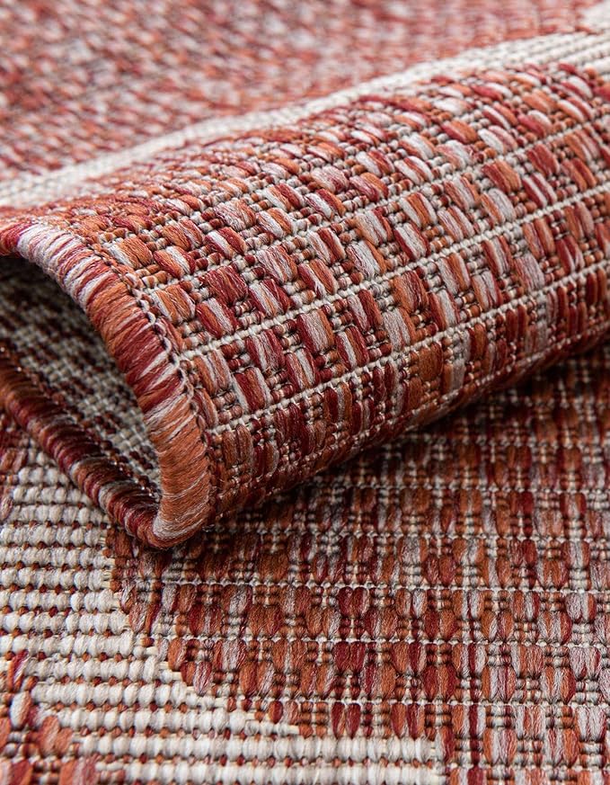 Unique Loom Outdoor Trellis Collection Area Rug (2' 7" x 4' 1" Hearth Rust Red/Ivory)