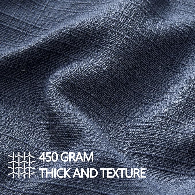 MIULEE Decorative Euro Sham Pillow Covers 26x26, 2 Pack Large Boho Farmhouse Neutral Throw Pillows for Bed, Thick Textured Modern Linen Cushion Cases Couch Sofa Living Room Home Decor, Navy Blue