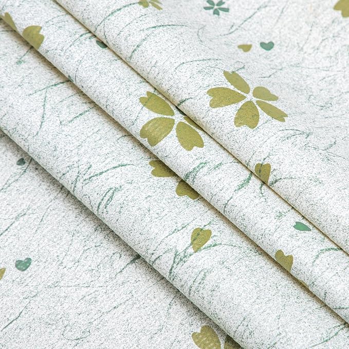 RAY STAR 12X120 Inch Shelf Liner for Kitchen Cabinets, Non-Adhesive Cabinet Liner Washable, PVC Drawer Liner for Dresser Non-Slip Bathroom (Green-Floral)(3 Roll)