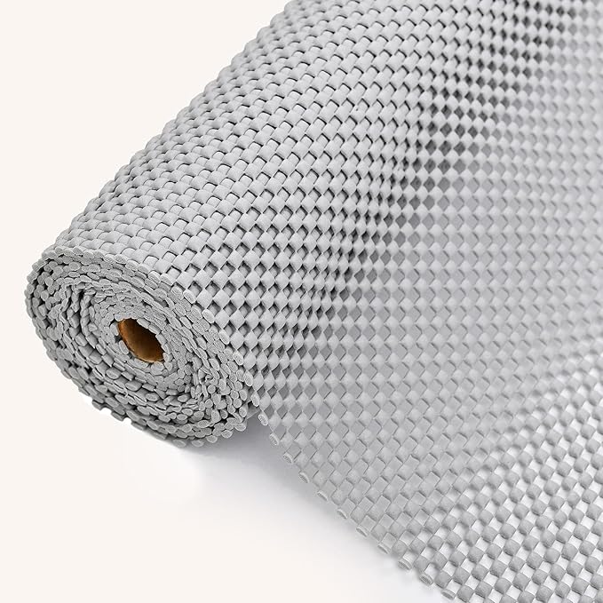 Shelf Liners for Kitchen Cabinets Non Adhesive Shelf Liner Paper Non-Slip Thickened Drawer Liner Easy to Clean for Tool Box Refrigerator Grey 11.8 x 236.2 in