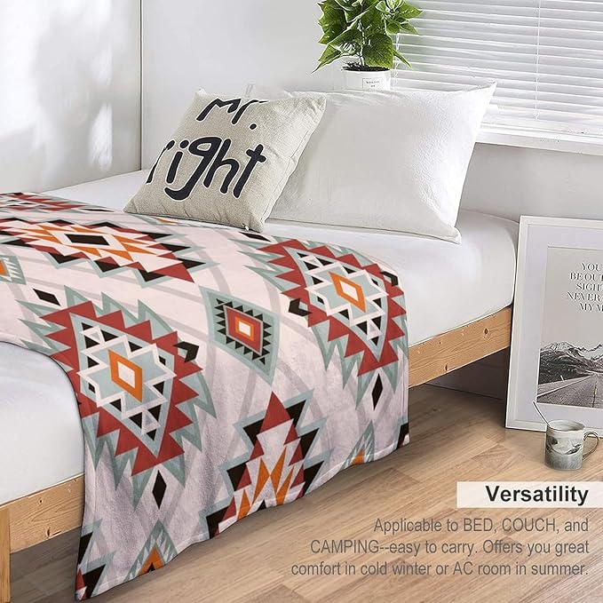 Southwest Style Blanket, Boho Geometric Print Throw Blanket Tribal Aztec Blanket for Couch Bed Sofa Cover Throw Home DéCor 50"x60"